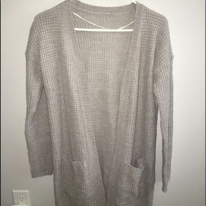Grey knit long cardigan